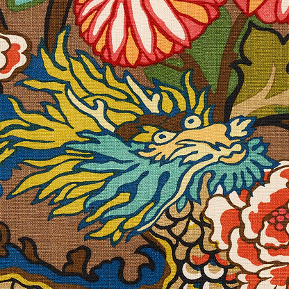 SCHUMACHER FABRIC  PRINT HAPPY CHIANG MAI DRAGON   MOCHA   - 173274