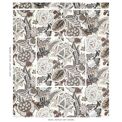 SCHUMACHER  SCHUMACHER CLASSICS ZANZIBAR LINEN PRINT PRINTS PRINTS EBONY , MOCHA   - 173524