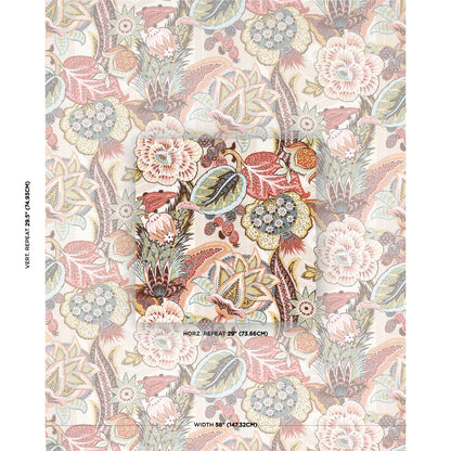 Pastel floral linen print with a vintage bouquet pattern in pink, cream, blue and green.