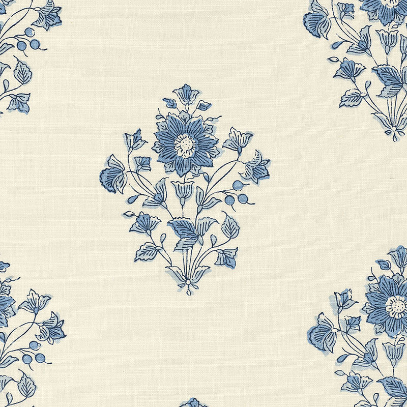 SCHUMACHER FABRIC  COUNTRY CHIC BEATRICE BOUQUET   INDIGO   - 173762