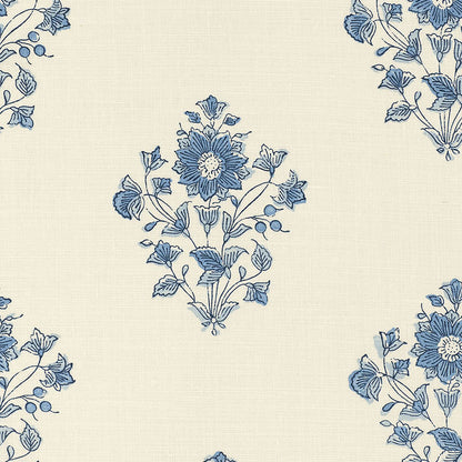 SCHUMACHER FABRIC  COUNTRY CHIC BEATRICE BOUQUET   INDIGO   - 173762
