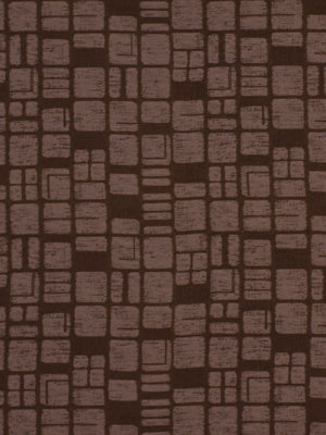 Brown fabric with tan rounded-square mosaic pattern; geometric upholstery textile for cushions or drapery.