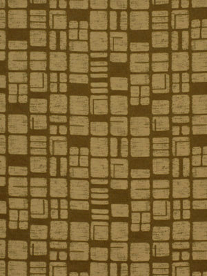 Brown fabric with tan rectangular grid of varied squares; textured upholstery fabric.