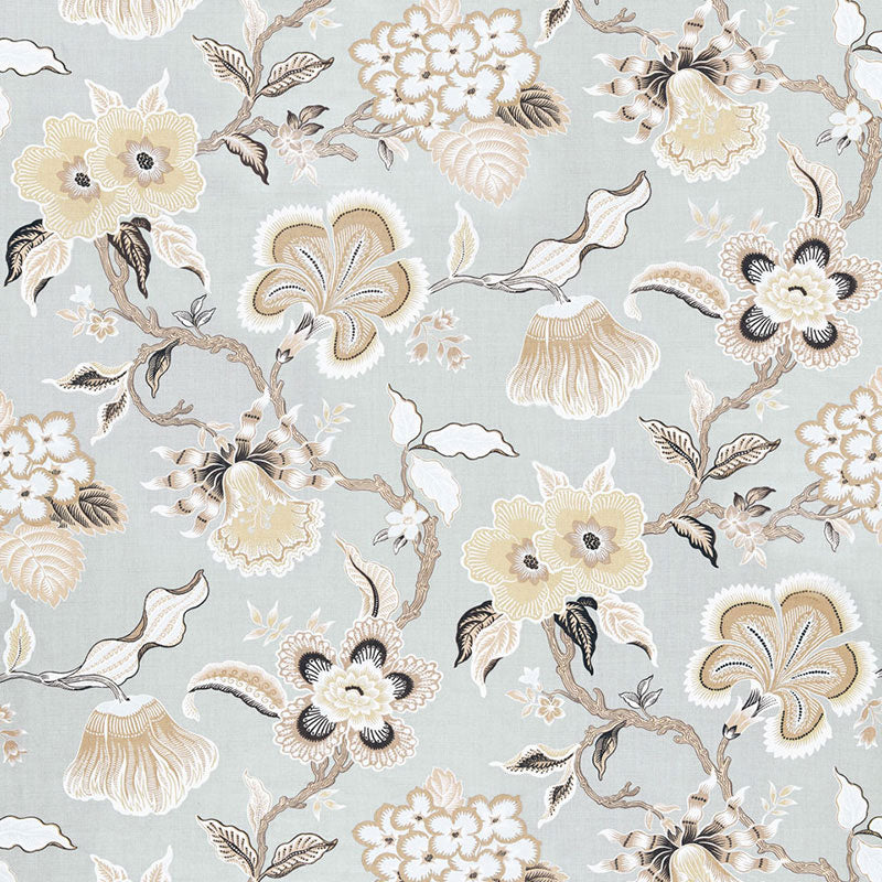 SCHUMACHER FABRIC  CELERIE KEMBLE HOTHOUSE FLOWERS   MINERAL   - 174030