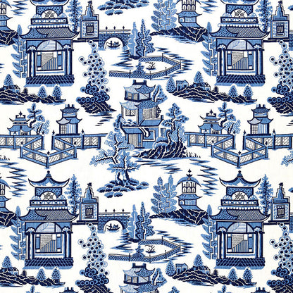 SCHUMACHER FABRIC  PRINT HAPPY NANJING   PORCELAIN   - 174431