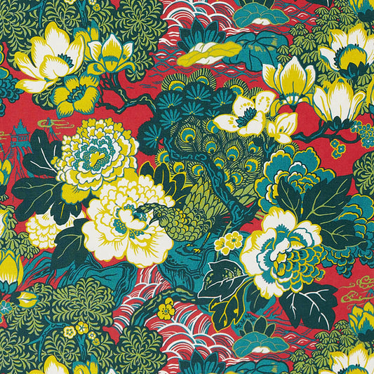 SCHUMACHER  EXUBERANT PRINTS SHANGHAI PEACOCK PRINTS PRINTS CERISE   - 175130
