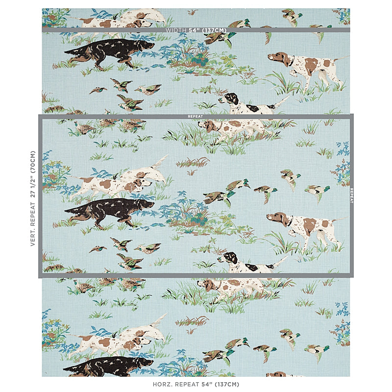 SCHUMACHER FABRIC  FLIGHT OF FANCY POINTERS   SKY   - 175161