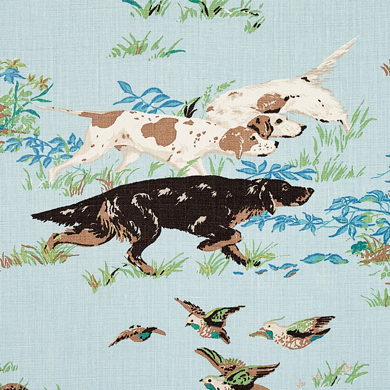 SCHUMACHER FABRIC  FLIGHT OF FANCY POINTERS   SKY   - 175161