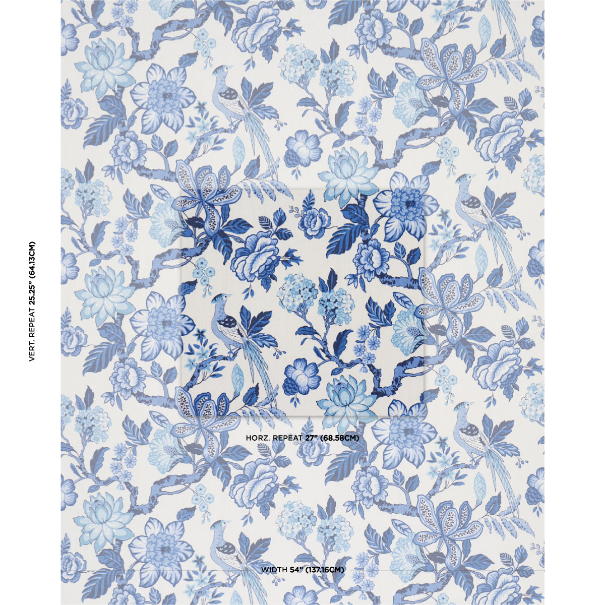 SCHUMACHER FABRIC  TIMOTHY CORRIGAN HUNTINGTON GARDENS   BLEU MARINE   - 175560