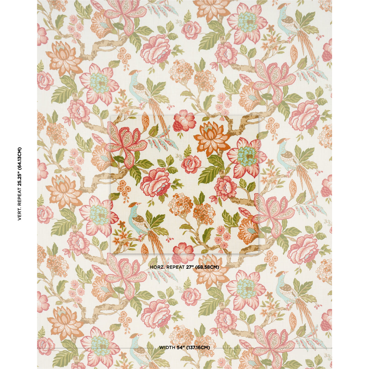 SCHUMACHER FABRIC  TIMOTHY CORRIGAN HUNTINGTON GARDENS   CORAL   - 175561