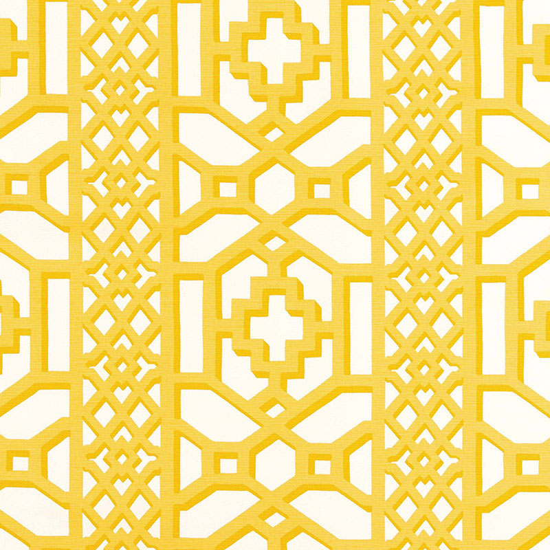 SCHUMACHER  125TH ANNIVERSARY ZANZIBAR TRELLIS CHINTZ   Canary   - 175730