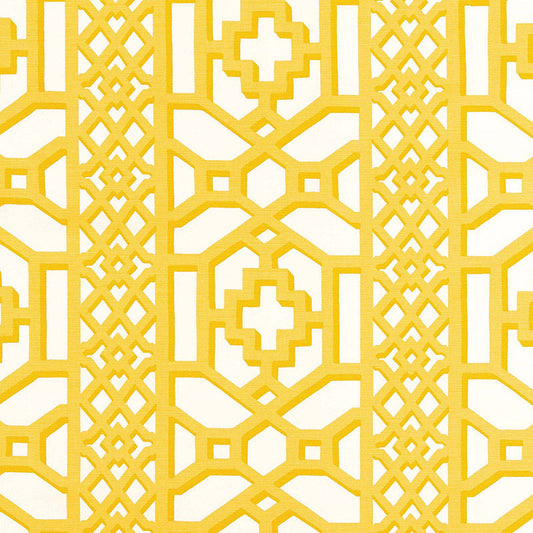 SCHUMACHER  125TH ANNIVERSARY ZANZIBAR TRELLIS CHINTZ   Canary   - 175730