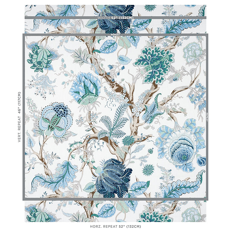 SCHUMACHER  125TH ANNIVERSARY INDIAN ARBRE PRINTS PRINTS PEACOCK , EMERALD   - 175784