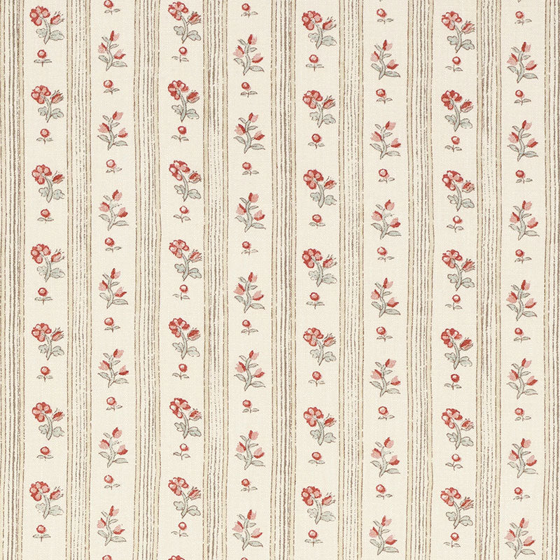 SCHUMACHER FABRIC  COUNTRY CHIC CABANON STRIPE   ROUGE   - 175960