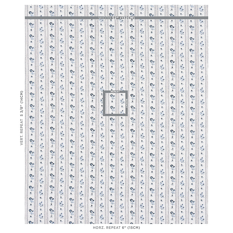 SCHUMACHER FABRIC  COUNTRY CHIC CABANON STRIPE   BLEU   - 175963