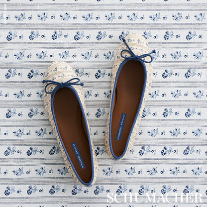 SCHUMACHER FABRIC  COUNTRY CHIC CABANON STRIPE   BLEU   - 175963