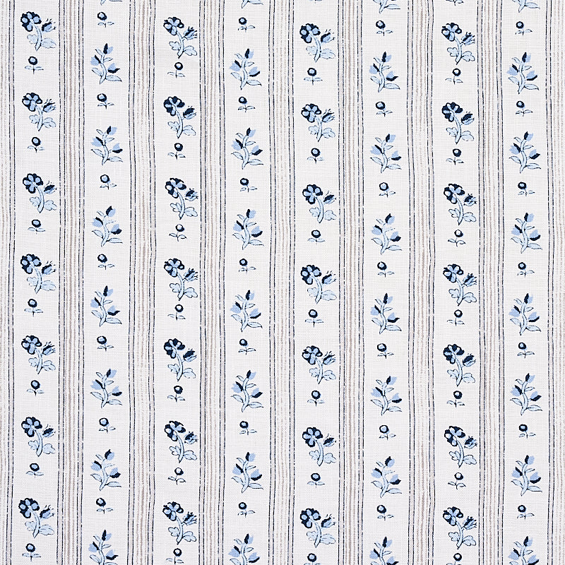 SCHUMACHER FABRIC  COUNTRY CHIC CABANON STRIPE   BLEU   - 175963