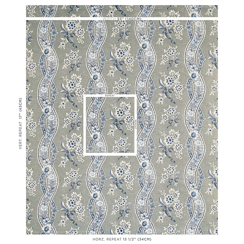 SCHUMACHER  COUNTRY CHIC LE CASTELLET PRINTS PRINTS GRIS , BLEU   - 175982