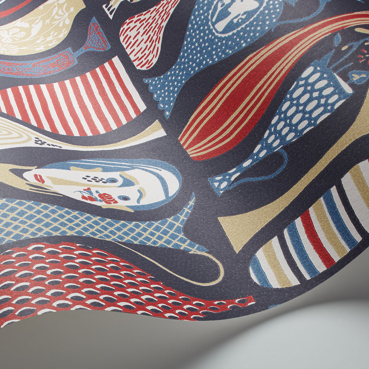 SCHUMACHER  Borastapeter POTTERY   NAVY , RED   - 1760