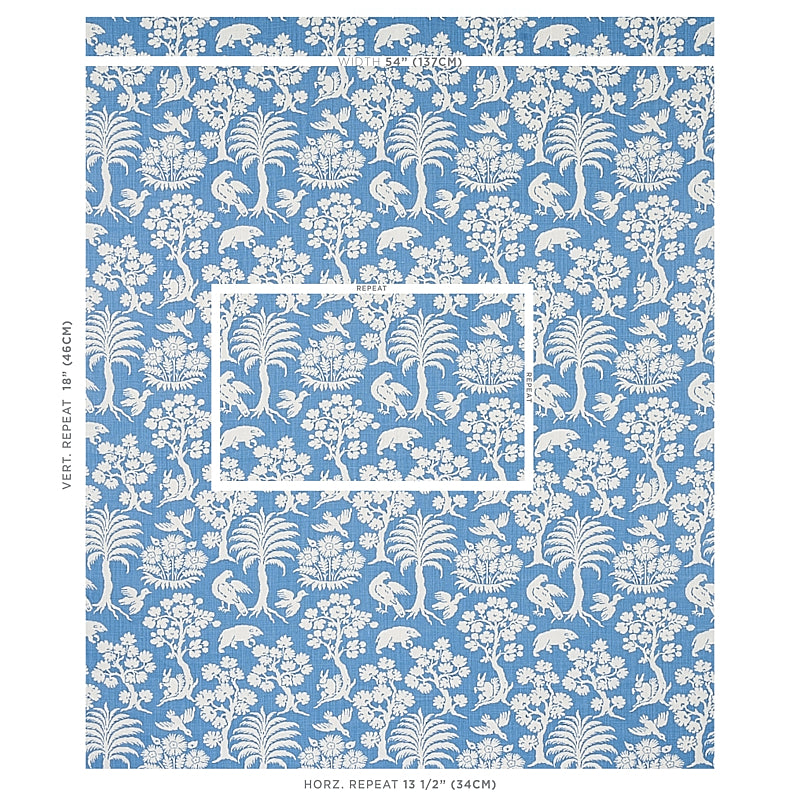 SCHUMACHER FABRIC  FLIGHT OF FANCY WOODLAND SILHOUETTE   BLUE   - 176176