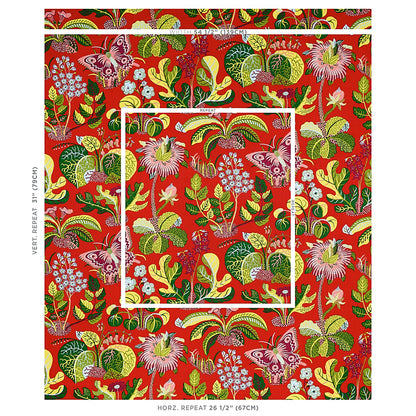 SCHUMACHER FABRIC  GOOD VIBRATIONS EXOTIC BUTTERFLY   RED   - 176180