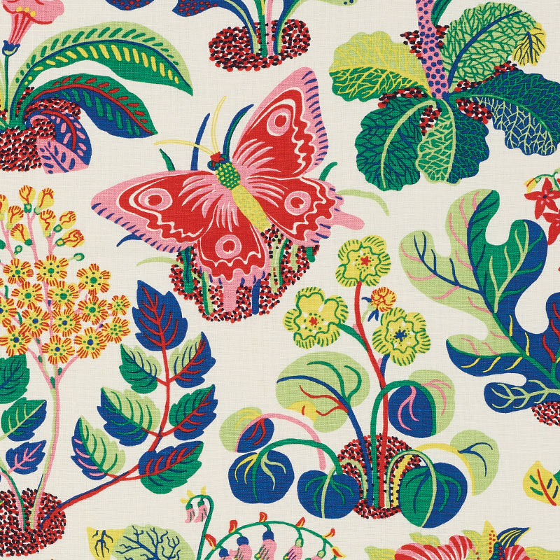 SCHUMACHER FABRIC GOOD VIBRATIONS EXOTIC BUTTERFLY SPRING - 176184 SCHUMACHER FABRIC GOOD VIBRATIONS EXOTIC BUTTERFLY SPRING - 176184