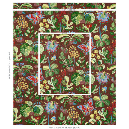 SCHUMACHER FABRIC  PERENNIAL FAVORITES EXOTIC BUTTERFLY   BROWN   - 176186