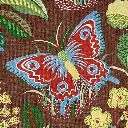 SCHUMACHER FABRIC  PERENNIAL FAVORITES EXOTIC BUTTERFLY   BROWN   - 176186