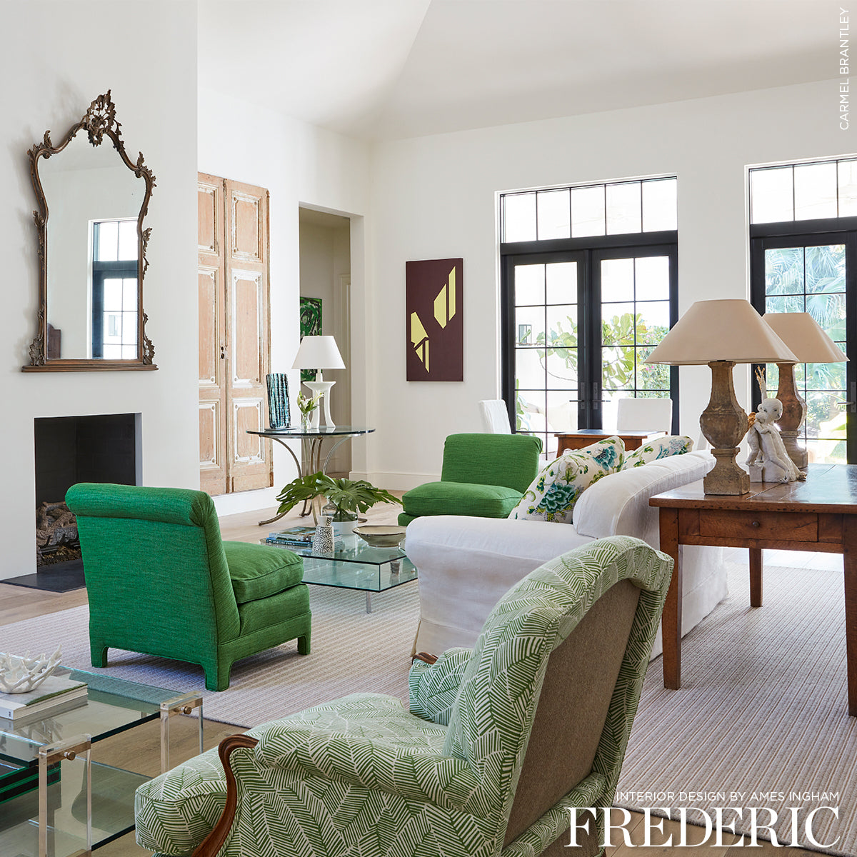 Abstract leaf prints wall art featuring green leaves on a neutral wall.