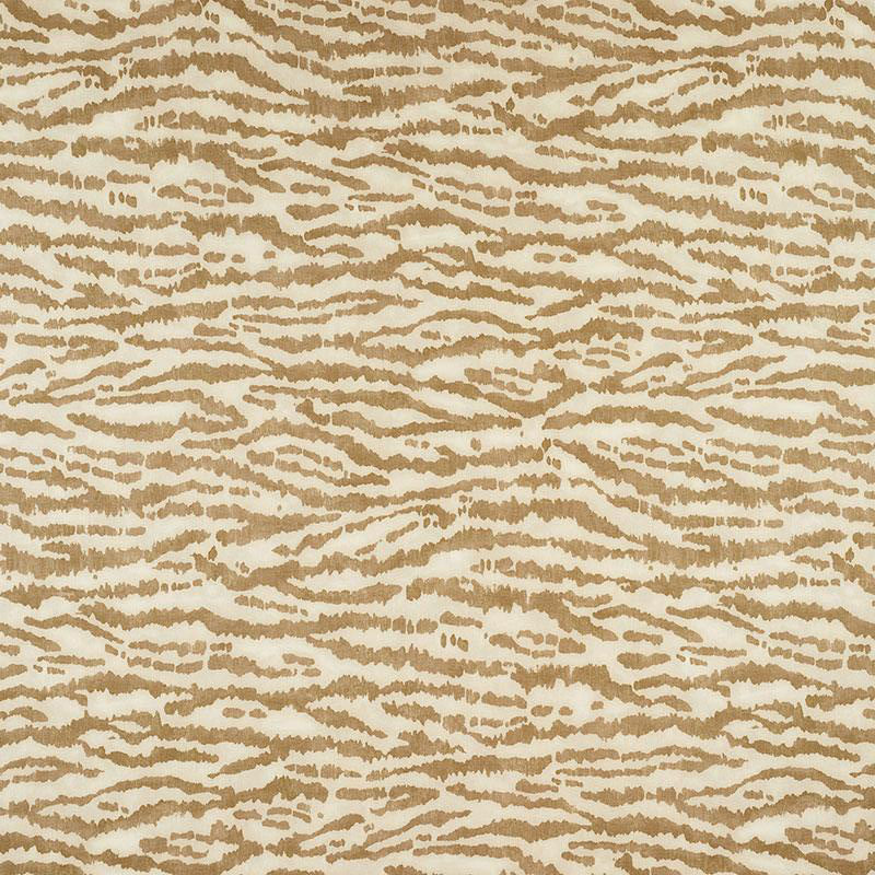 Beige textile with tan tiger-striped pattern; soft woven fabric for upholstery or drapery.