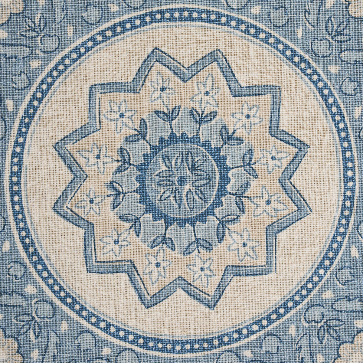 SCHUMACHER FABRIC  MARK D. SIKES MONTECITO MEDALLION   CHINA BLUE   - 176484