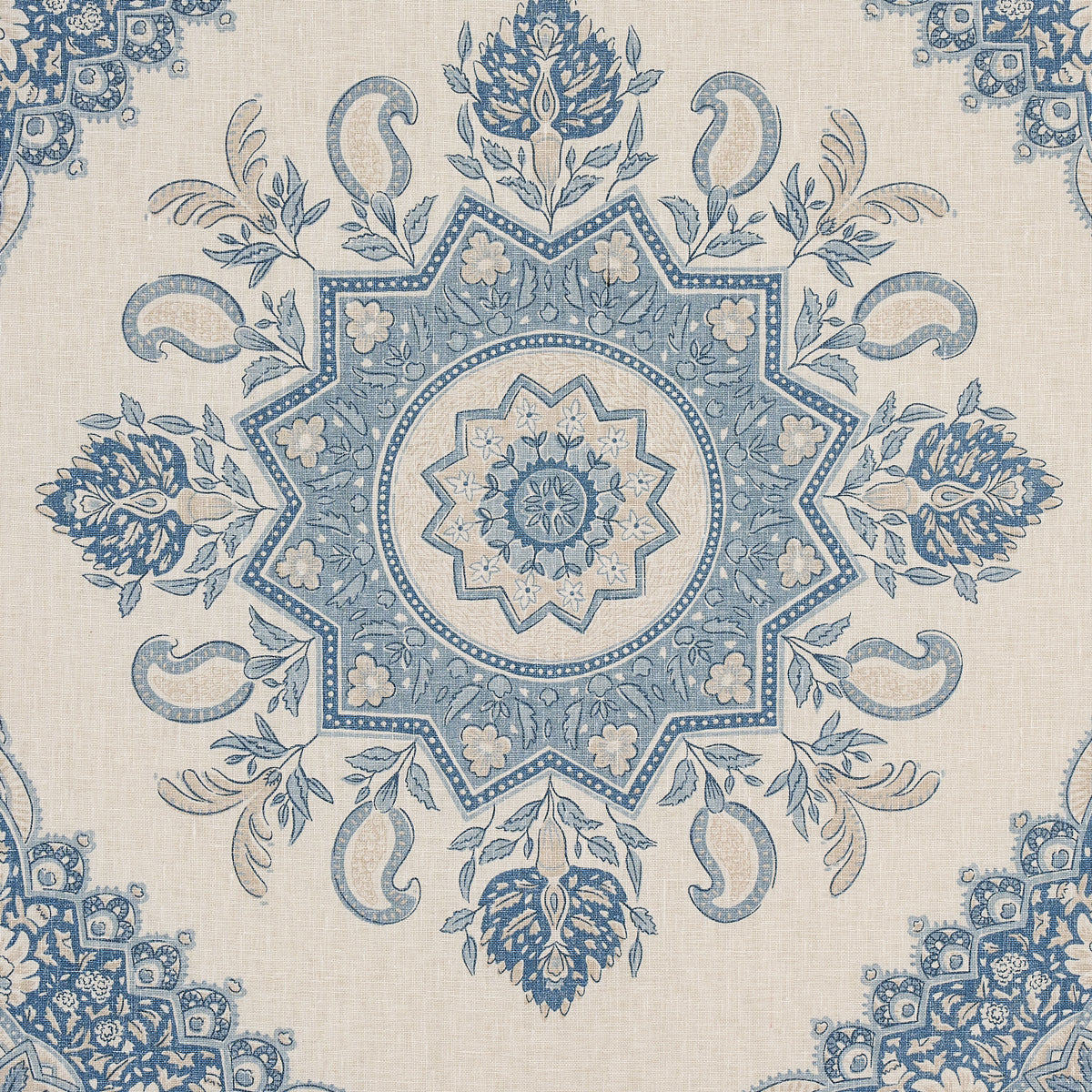 SCHUMACHER FABRIC  MARK D. SIKES MONTECITO MEDALLION   CHINA BLUE   - 176484