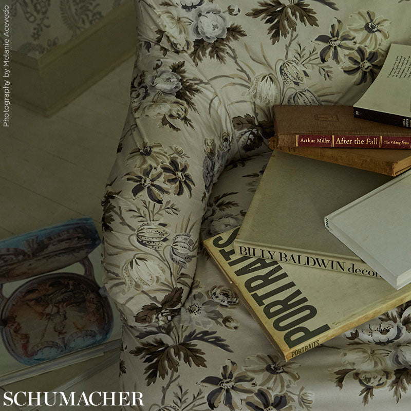 SCHUMACHER FABRIC  CLASSIC PRINTS CECIL CHINTZ   GRISAILLE   - 176810