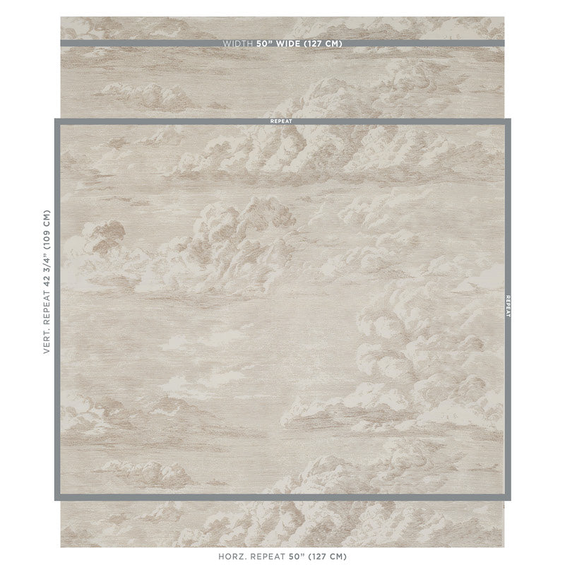 Beige cream rug with cloud toile prints; rectangular indoor decor rug for living areas
