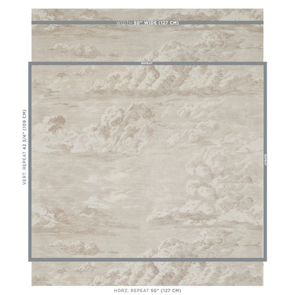 Beige cream rug with cloud toile prints; rectangular indoor decor rug for living areas