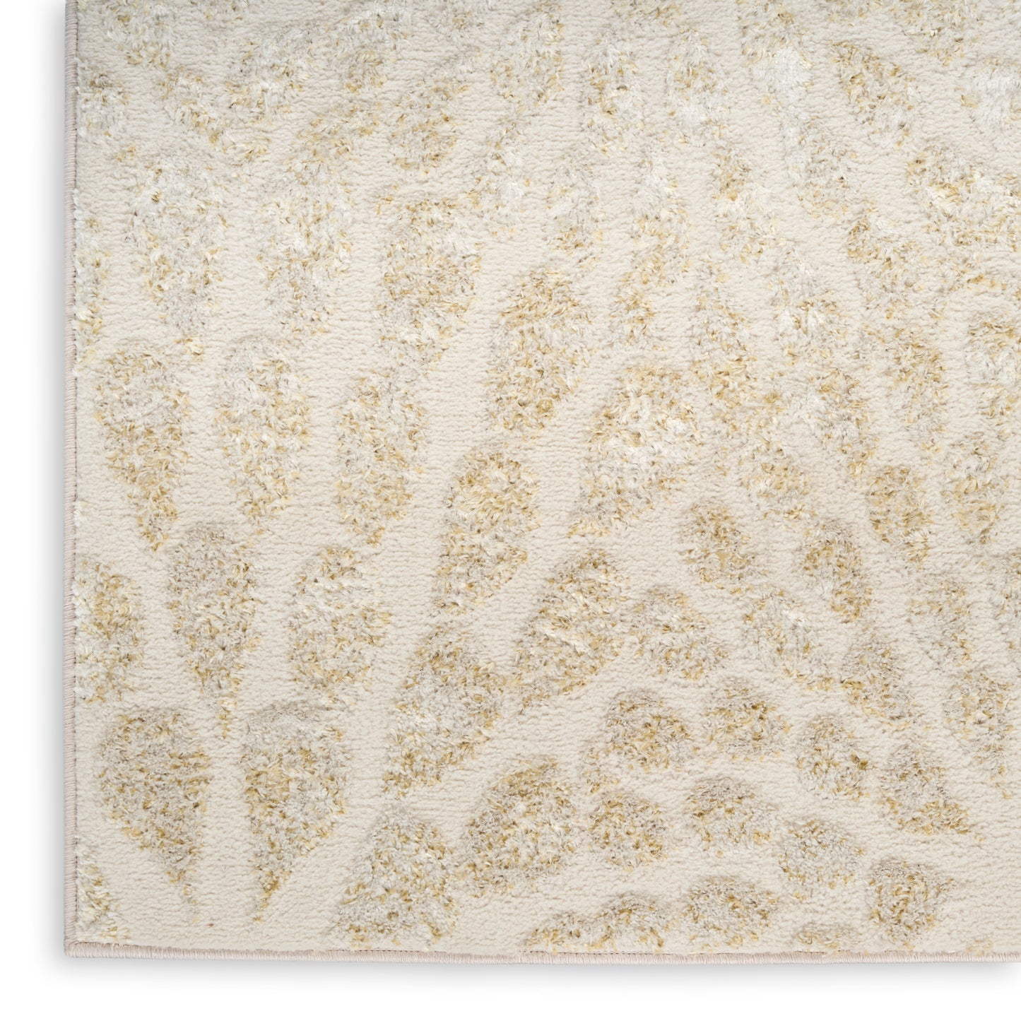 Cream rug with a light beige leopard print and plush textured surface.
