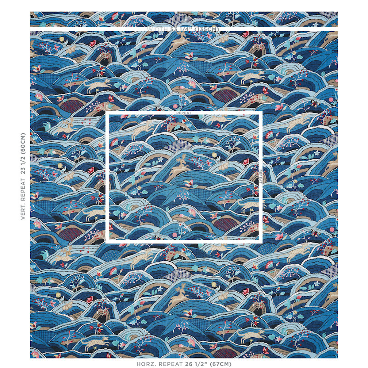 SCHUMACHER FABRIC  SCHUMACHER FABRIC CLASSICS ROLLING HILLS   BLUES   - 177380