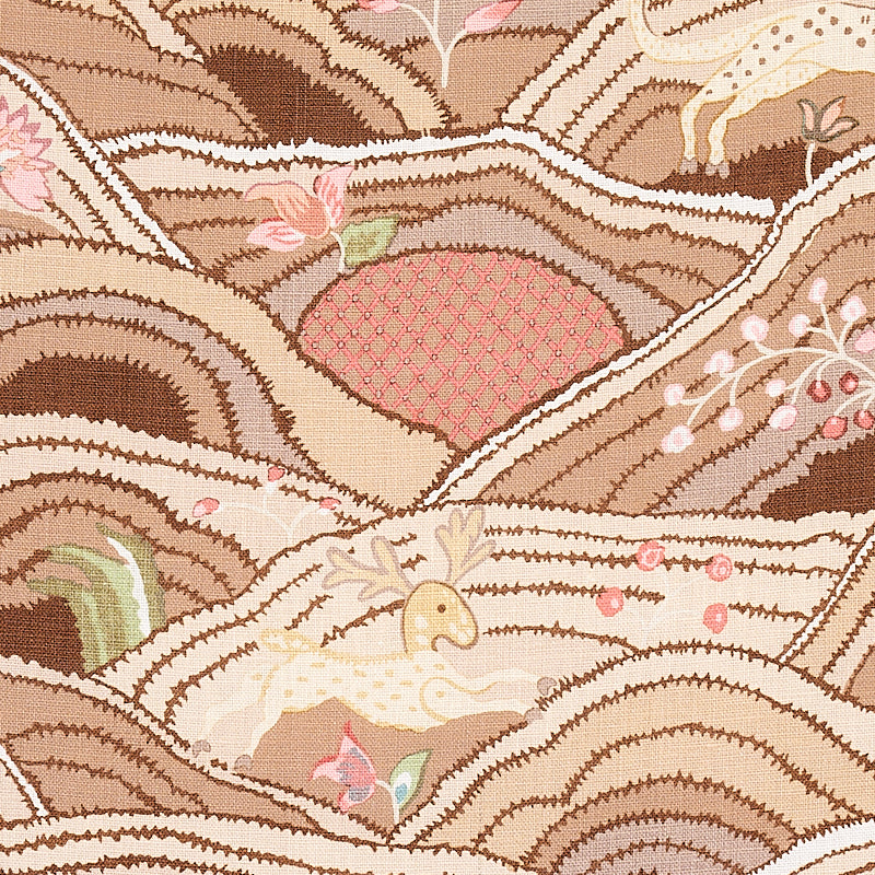 SCHUMACHER FABRIC  FLIGHT OF FANCY ROLLING HILLS   MOCHA   - 177382