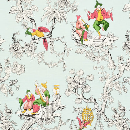 SCHUMACHER FABRIC  SCHUMACHER FABRIC CLASSICS CHINOISERIE MODERNE   AQUA   - 177420