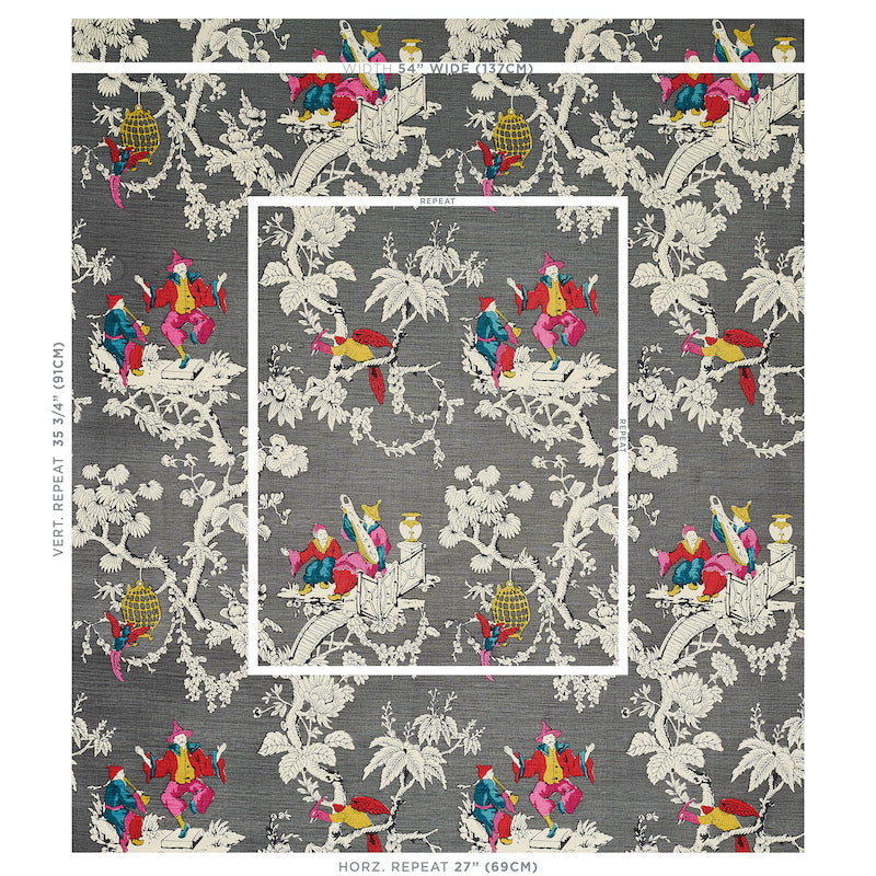 SCHUMACHER FABRIC  SCHUMACHER FABRIC CLASSICS CHINOISERIE MODERNE   GRAPHITE   - 177422
