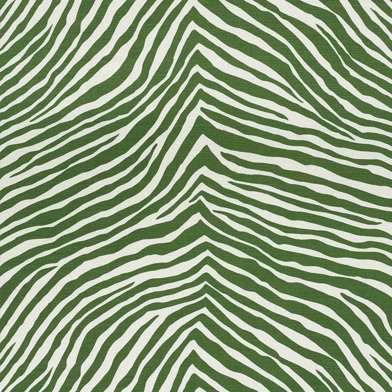 Green and white zebra stripe pattern; bold animal-print fabric or wallpaper for modern decor.