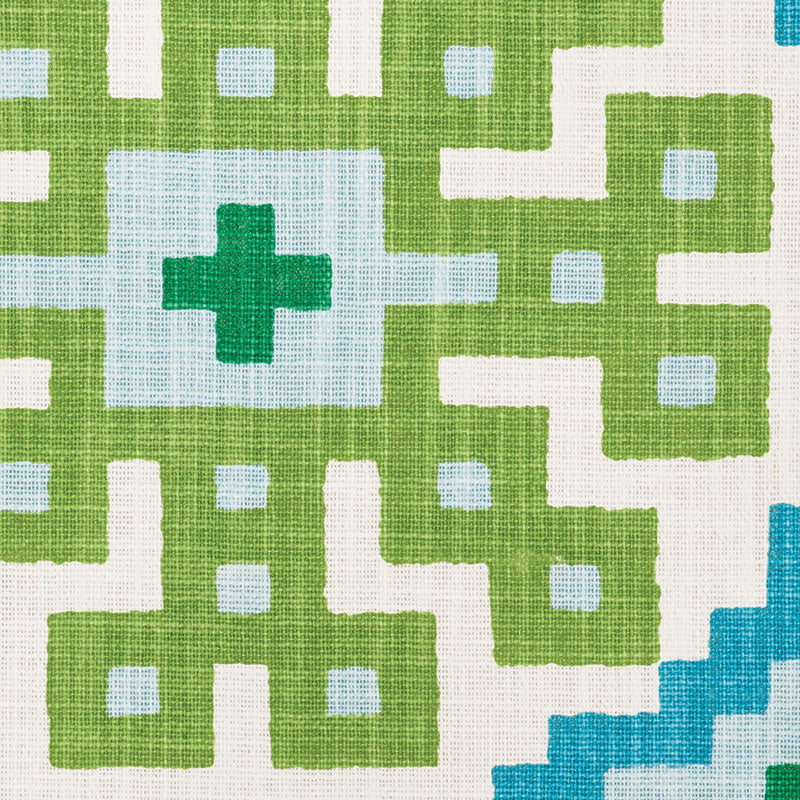 SCHUMACHER  HAPPY TOGETHER PALMETTO PRINT   Lagoon   - 177450
