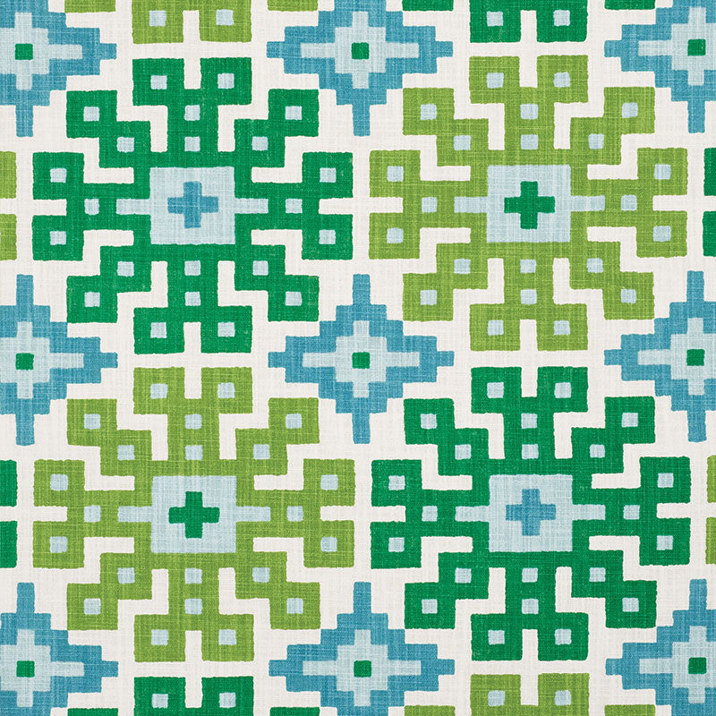 SCHUMACHER  HAPPY TOGETHER PALMETTO PRINT   Lagoon   - 177450