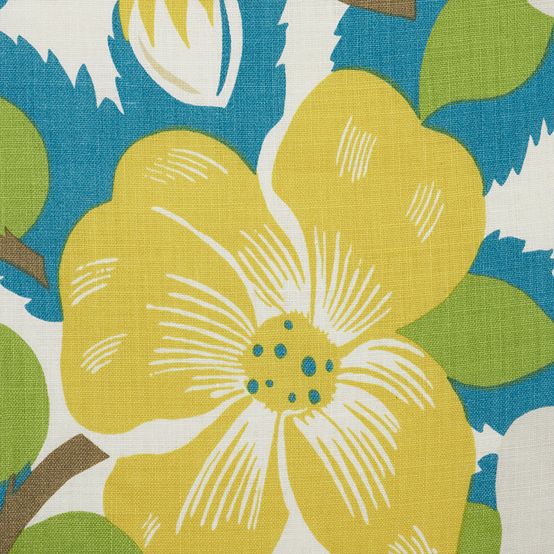 SCHUMACHER  FASHION FORWARD MAGNOLIAS PRINTS PRINTS CITRON , PEACOCK   - 177560