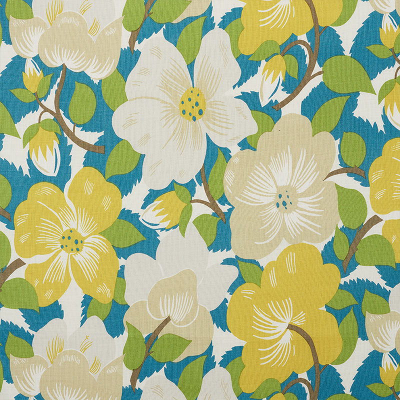 SCHUMACHER  FASHION FORWARD MAGNOLIAS PRINTS PRINTS CITRON , PEACOCK   - 177560