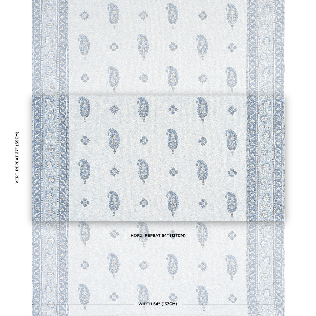 SCHUMACHER FABRIC  MARK D. SIKES OJAI PAISLEY   CHINA BLUE   - 177615