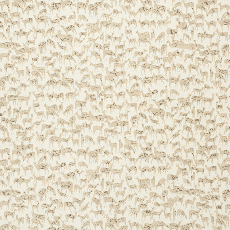 Beige zebra pattern on cream background; repeated zebra silhouettes for a safari-inspired decor look.