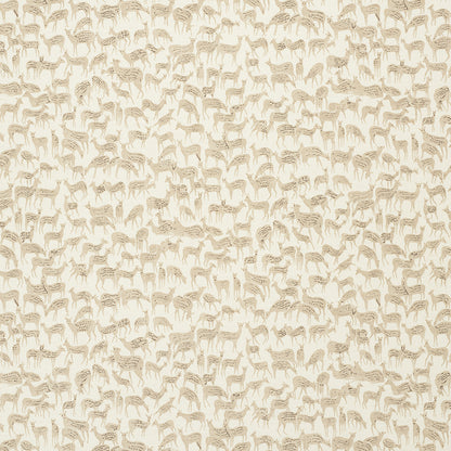 Beige zebra pattern on cream background; repeated zebra silhouettes for a safari-inspired decor look.