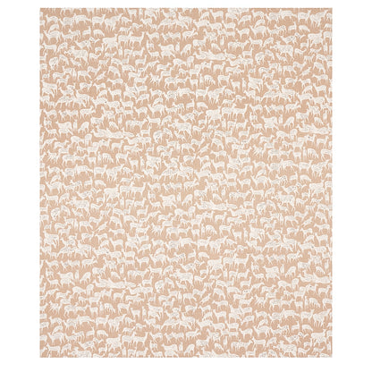 Beige background with a dense repeating pattern of white animal silhouettes.