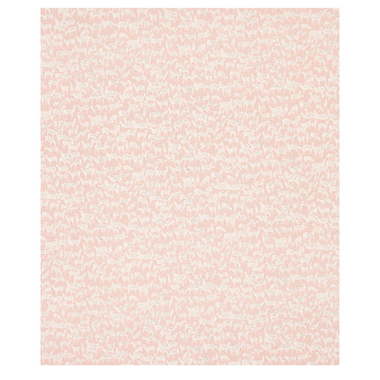 Dusty pink background with subtle repeating fauna prints in a decorative pattern.